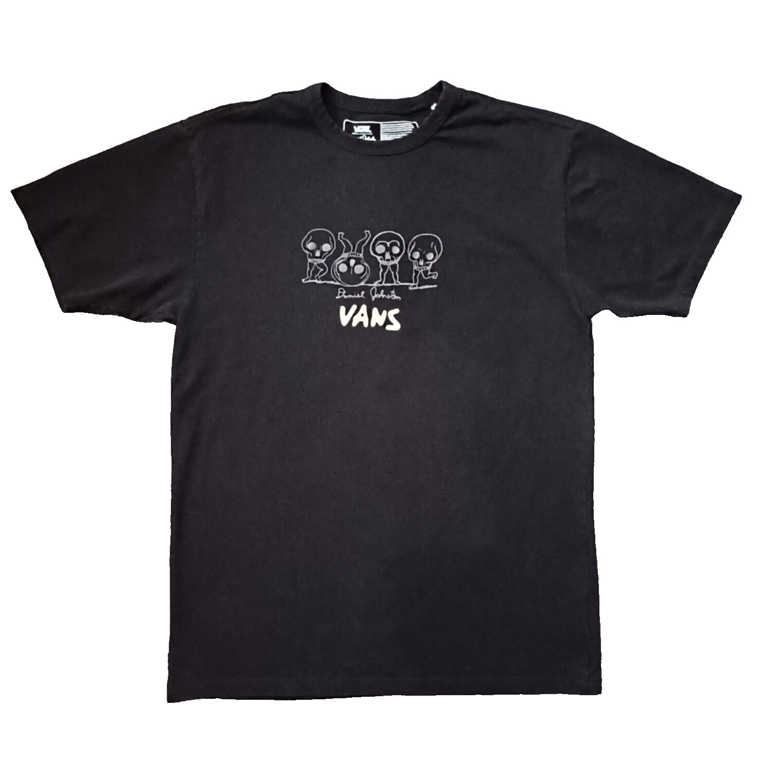 Vans X Daniel Johnston T Shirt Mens Medium Black Graphic Respect Short Sleeve