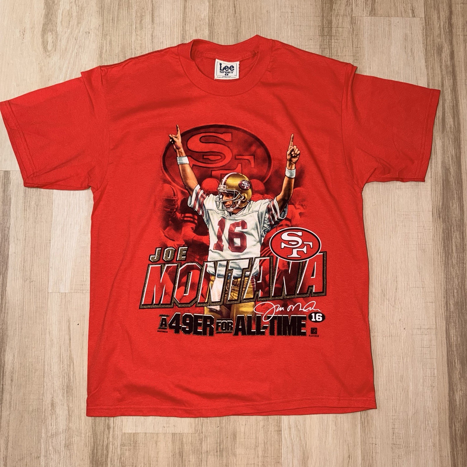 Vintage Joe Montana Lee Sports Nutmeg Mills T-Shirt Size Large NWT