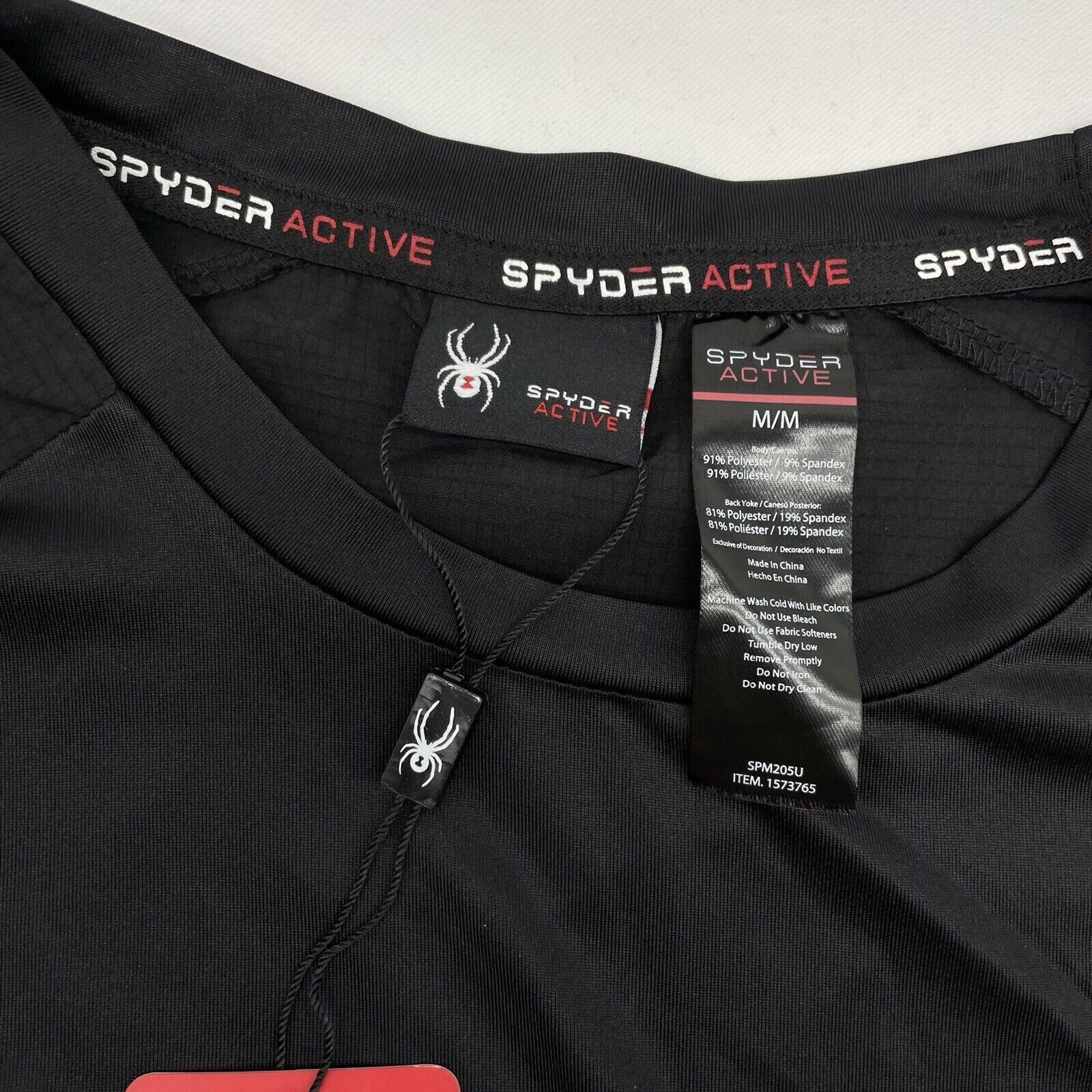 Spyder Men’s Active Short Sleeve Tee Moisture Wicking 4 Way Stretch Black M