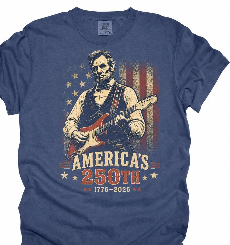 Abraham Lincoln Guitar Shirt, America 250th T Shirt