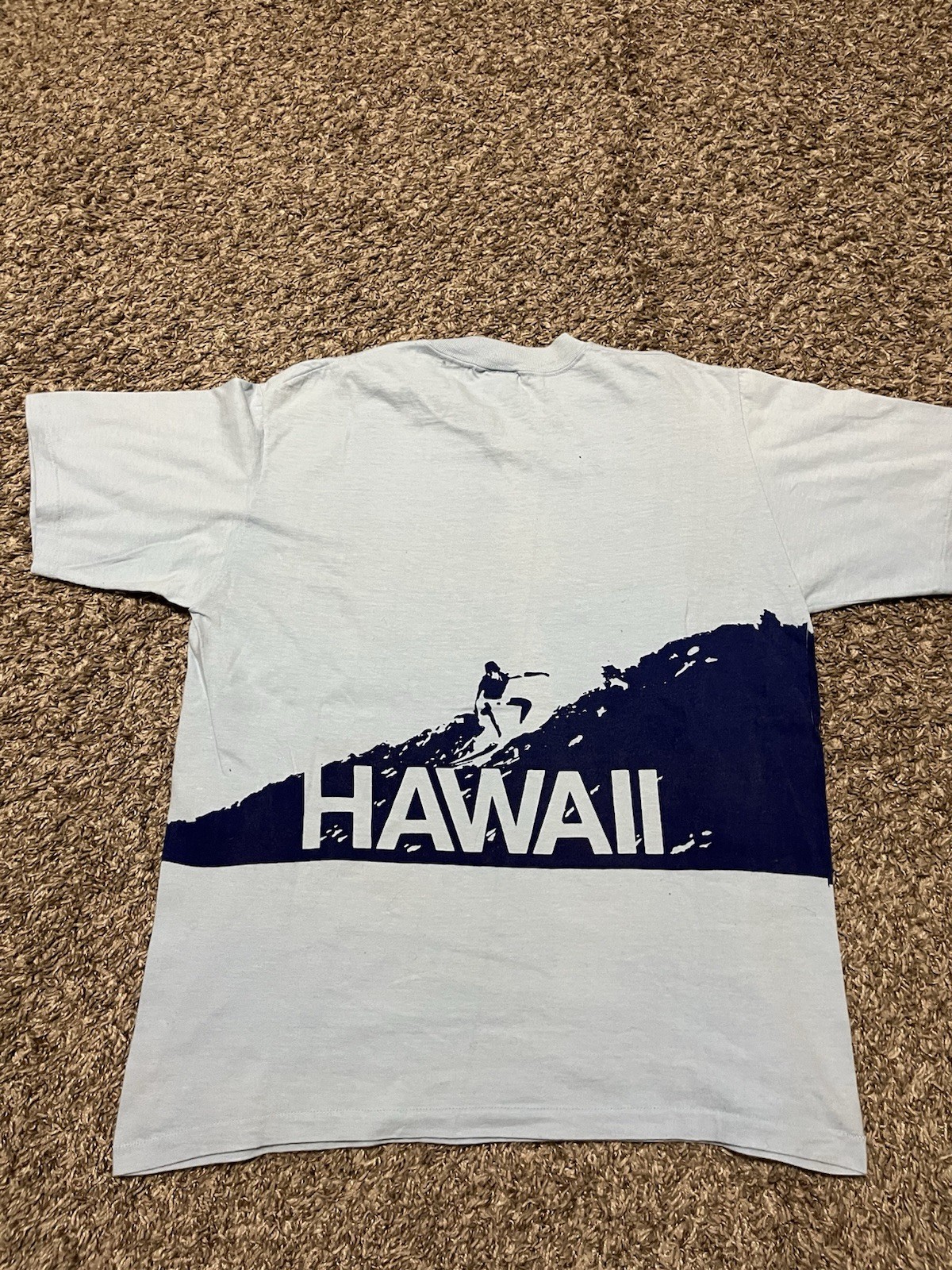 Vintage 1978 Single Stitch Hawaii Surfing Blue T Shirt Front And Back Print Sz L