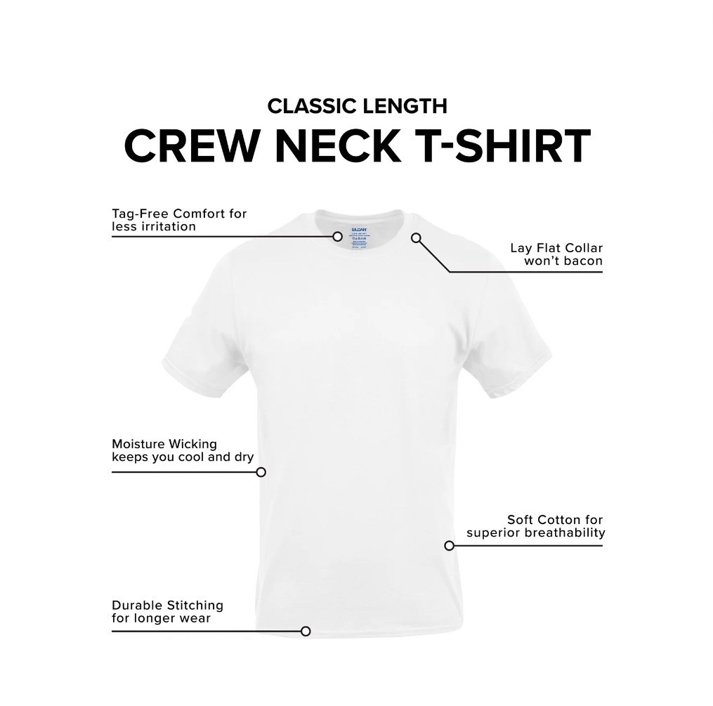 10-Pack GILDAN Men’s Size S Crew Neck T-Shirts Tee Short Sleeve Tag-Free • White