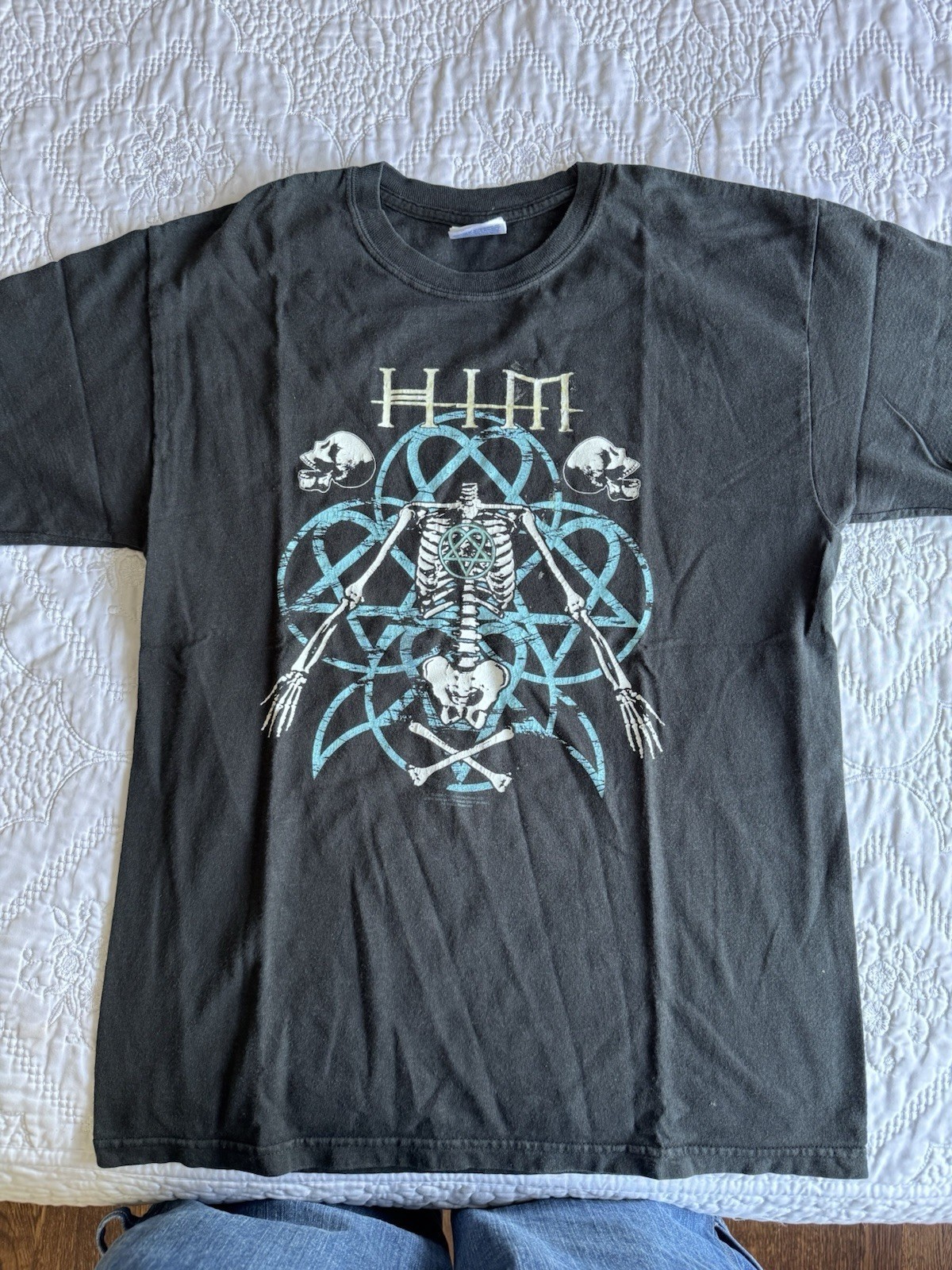 Rare! Him Band Cotton Black Shirt Unisex Concert S to 5XL EL672