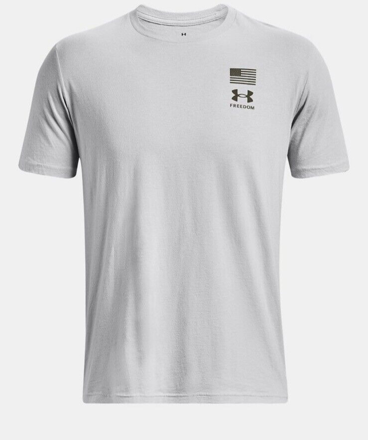 Mens 2XL Under Armour Freedom Flag Variation Loose Fit Gray T Shirt