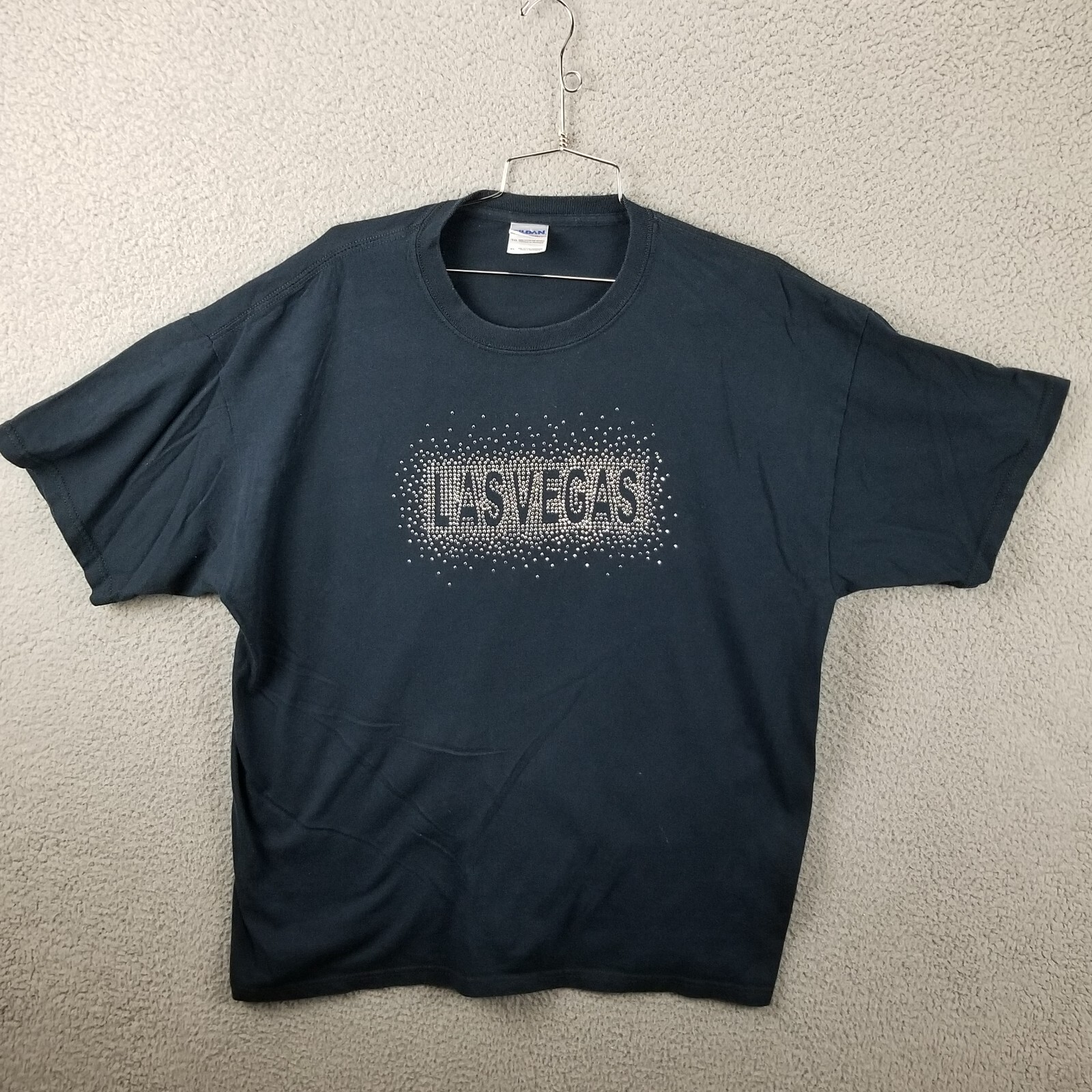 Vintage Las Vegas Gambling Tee T-Shirt Adult XL Black Studded Embellished Spell