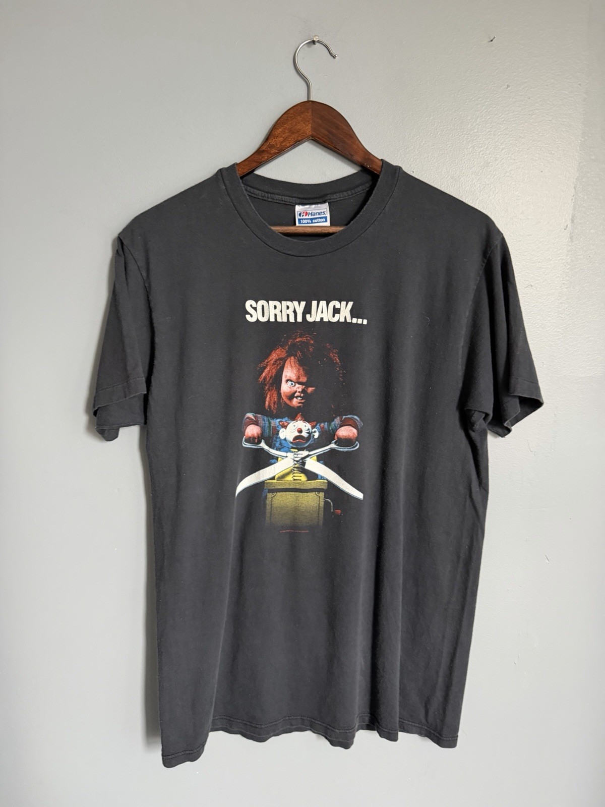 Vintage Rare Horror 1990 Chucky Childs Play Sorry Jack Movie Promo Shirt Size L