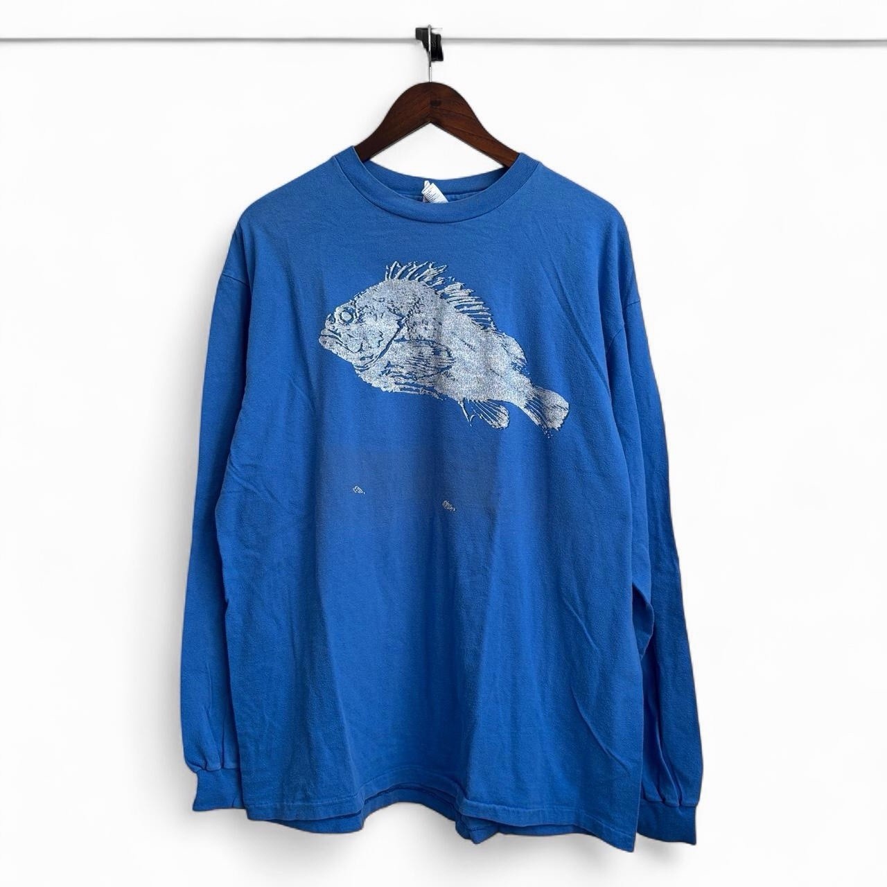 Vintage 90s Bass Fish Long Sleeve Animal Retro Nature Mens XL Tee
