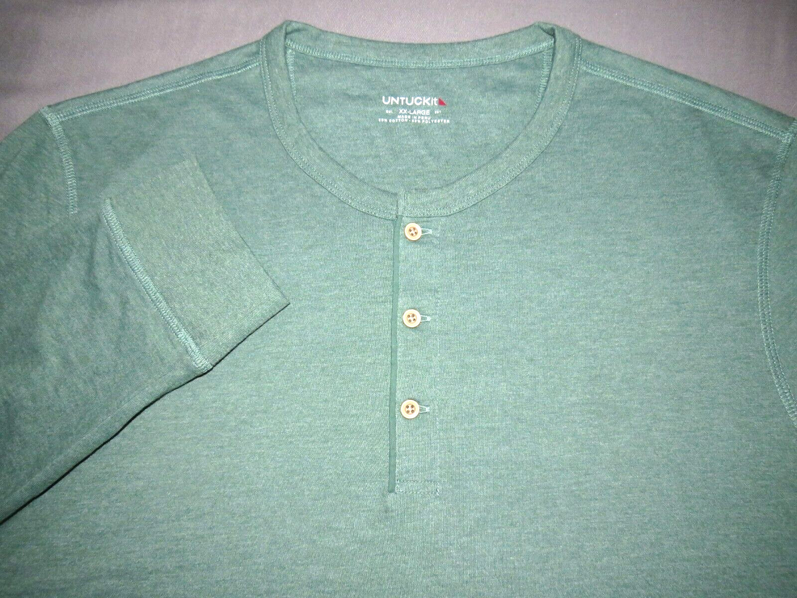 Men’s UNTUCKit Long Sleeved Green 50/50 Henley T-Shirt XXL