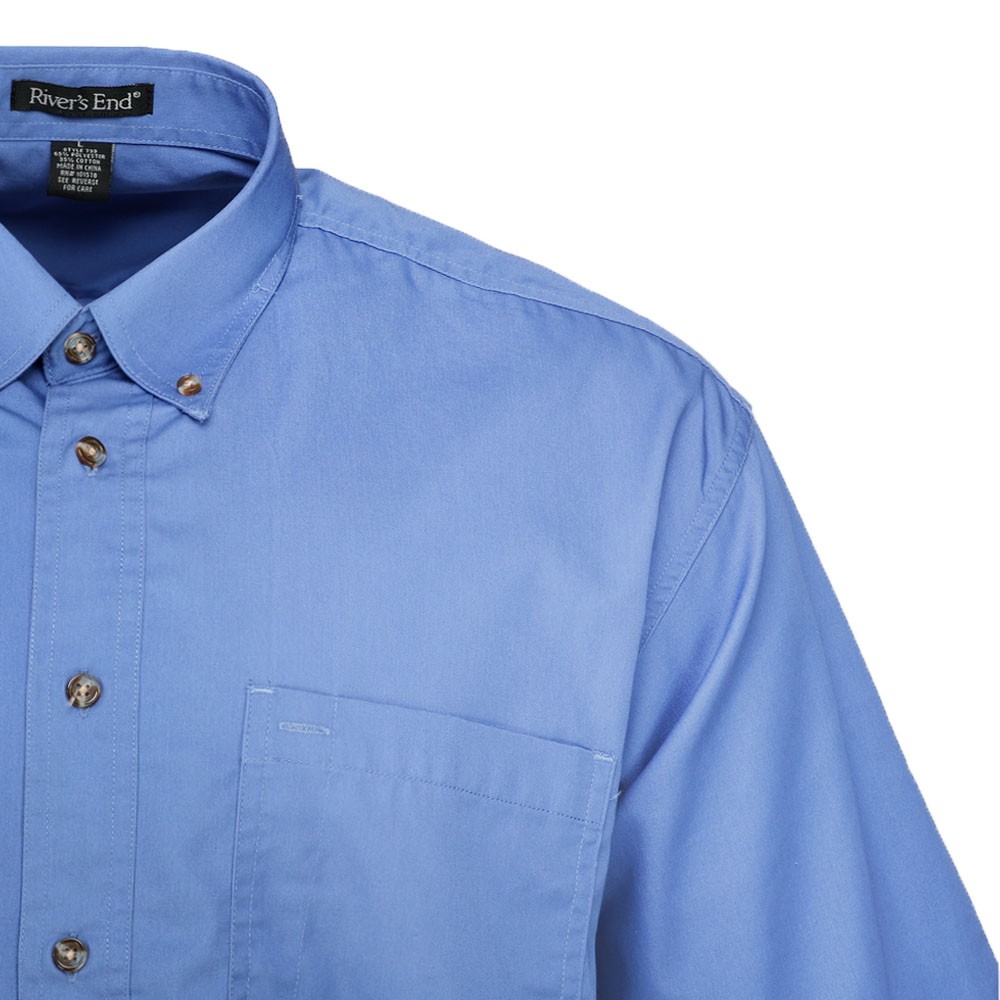 River’s End Ezcare Woven Collared Short Sleeve Button Up Shirt Mens Blue Casual