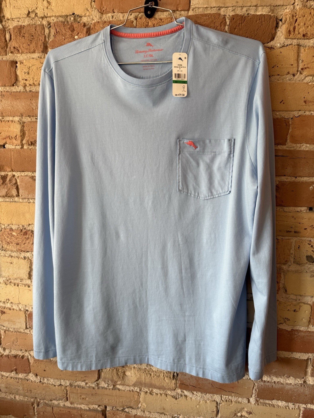 Tommy Bahama Light Sky New Bali Skyline Crew-Neck Long Sleeve Pocket Shirt LT