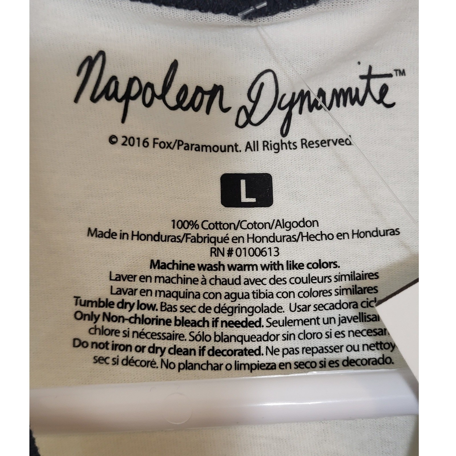 Napoleon Dynamite Vote For Pedro Ringer Tee White Red Black Mens Large NWT