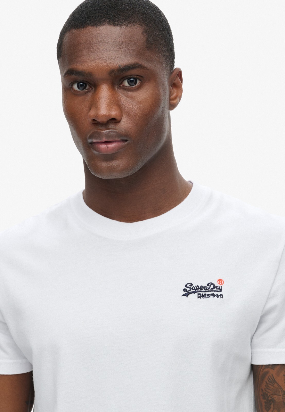 Superdry T Shirt Crew Neck Short Sleeve Contrast Emb Tee Black White Navy Blue
