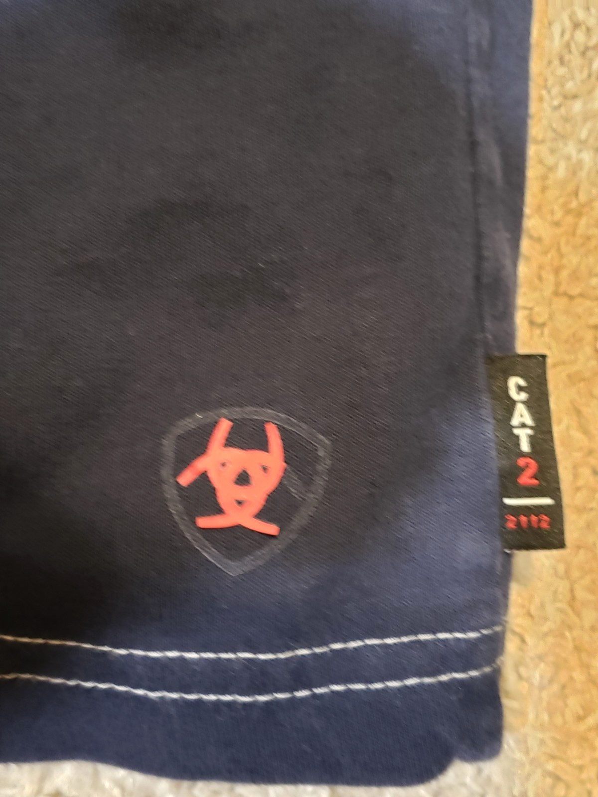Ariat FR Work Shirt Crewneck Long Sleeve Navy Flame Resistant CAT2 2112 Men XL