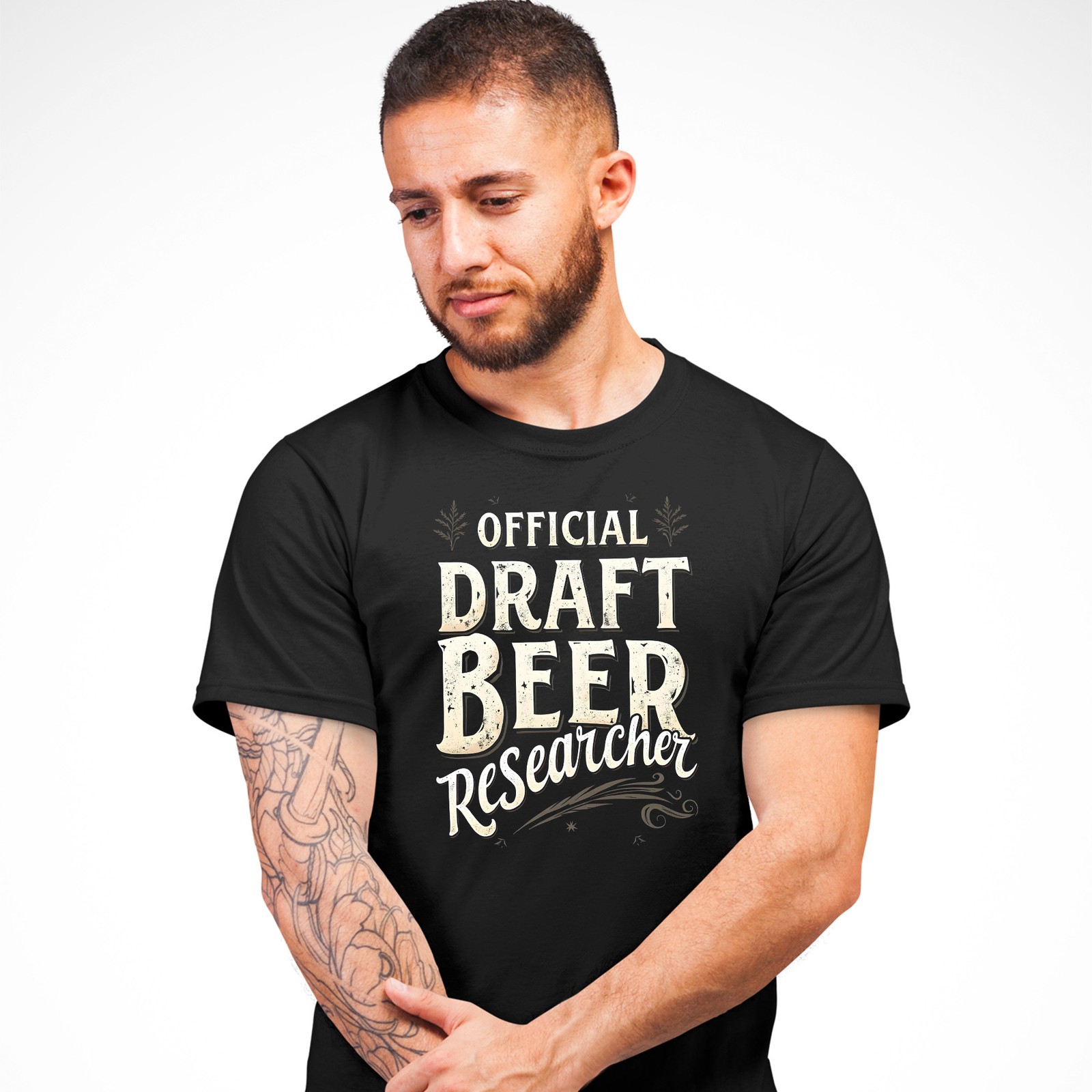 Funny Drinking T Shirt for Men Official Draft Beer Researcher Tee Great for D…