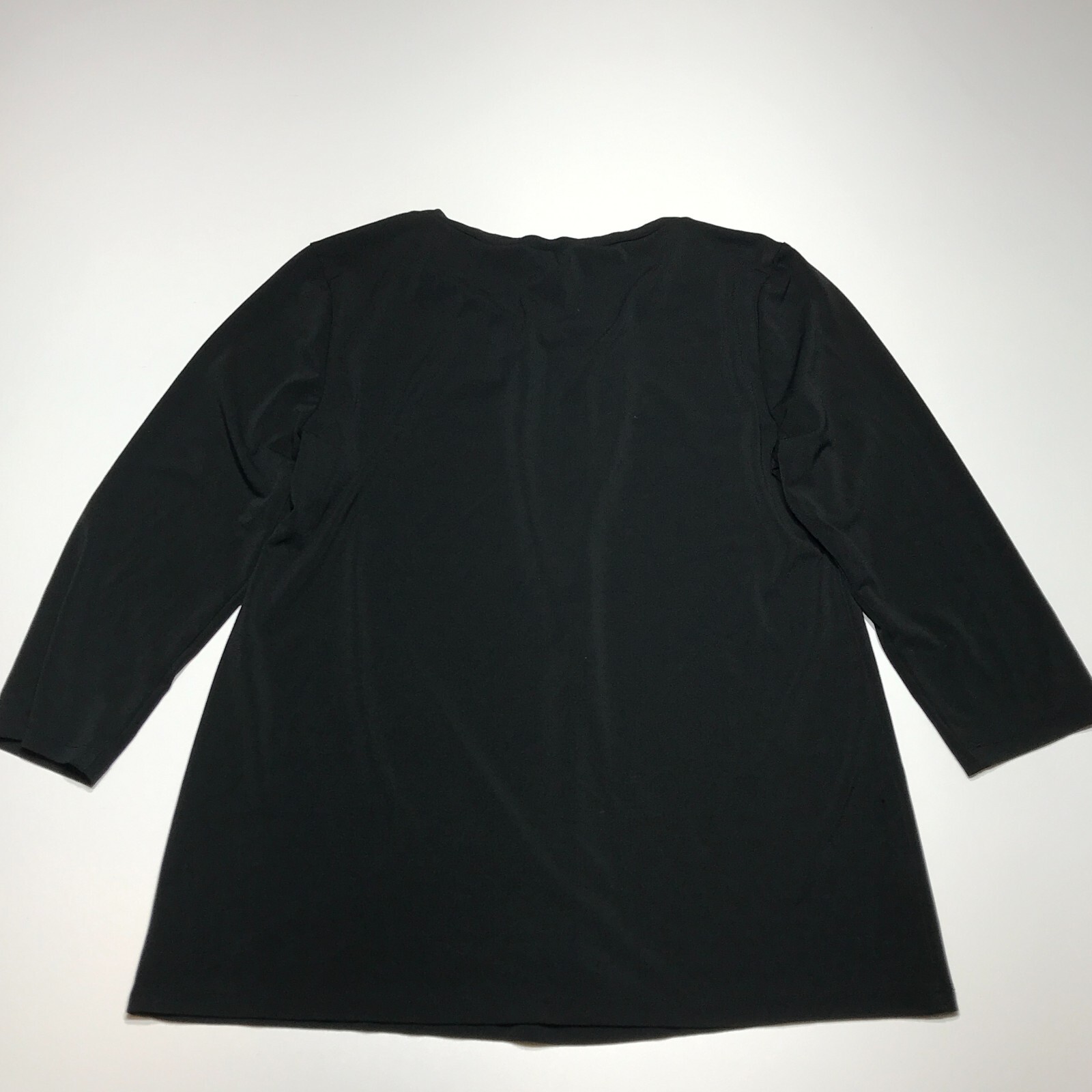 Ann Taylor Top Womens Size M Pleated Neck Crop Sleeve Blouse Black Stretchy