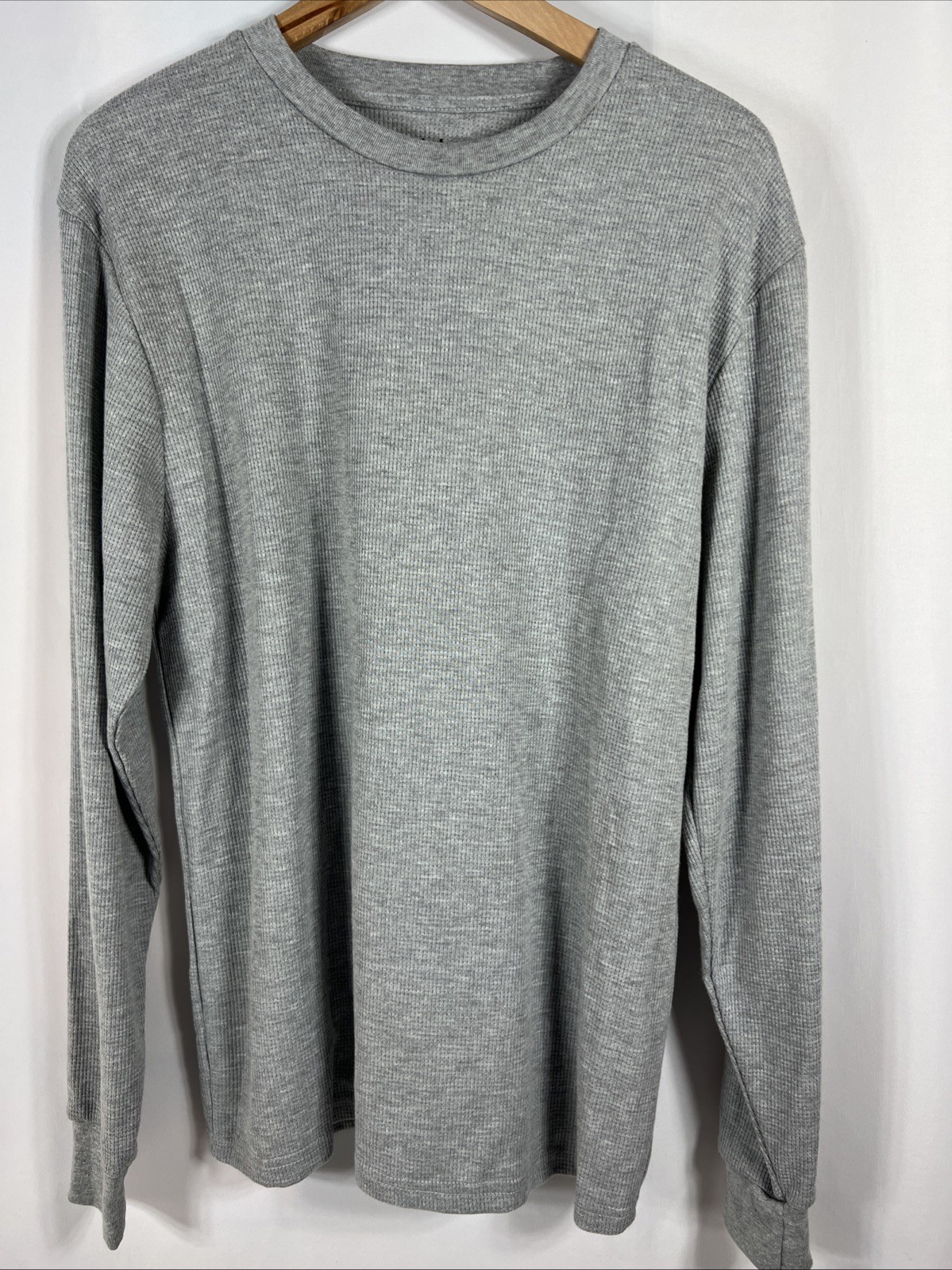 NWT Linea Uomo Gray Waffle Knit Thermal Crew Neck Size XL