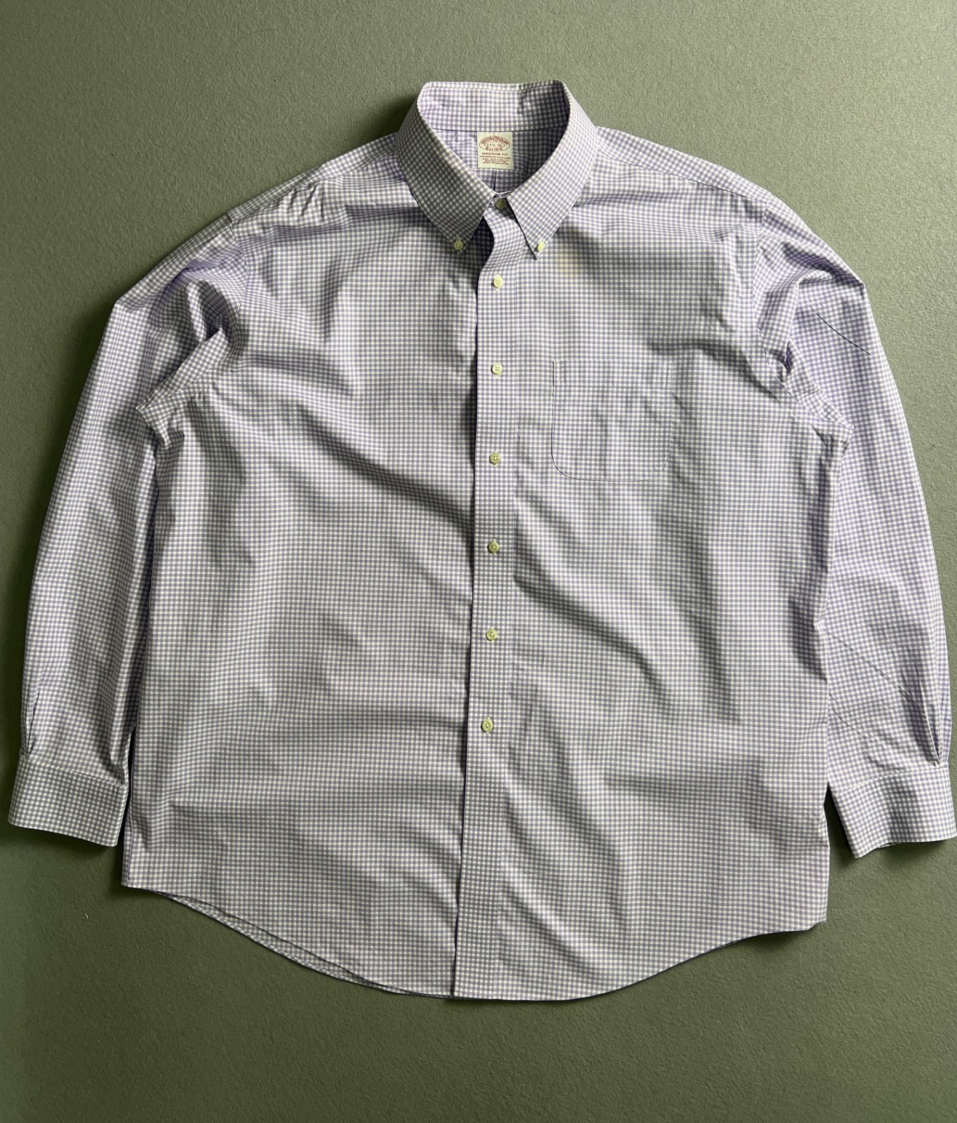Brooks Brothers Men’s Madison Fit Non-Iron Supima Shirt 17.5/36 Purple Gingham