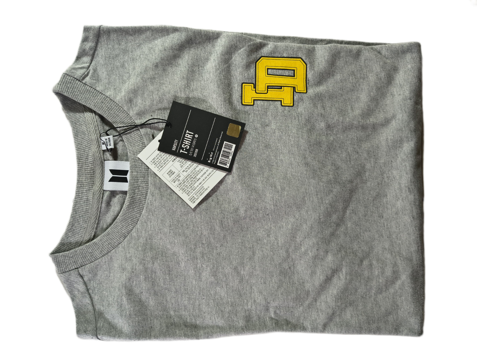 NWT BTS Varsity S/S Tee 14 Grey Kpop Big Hit Official Merch ID T 31/06/26/A