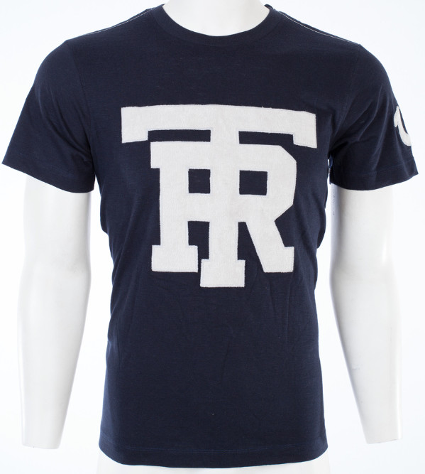 $79 TRUE RELIGION Navy UNIVERSITY OF TR Short Sleeve Applique Graphic T-shirt