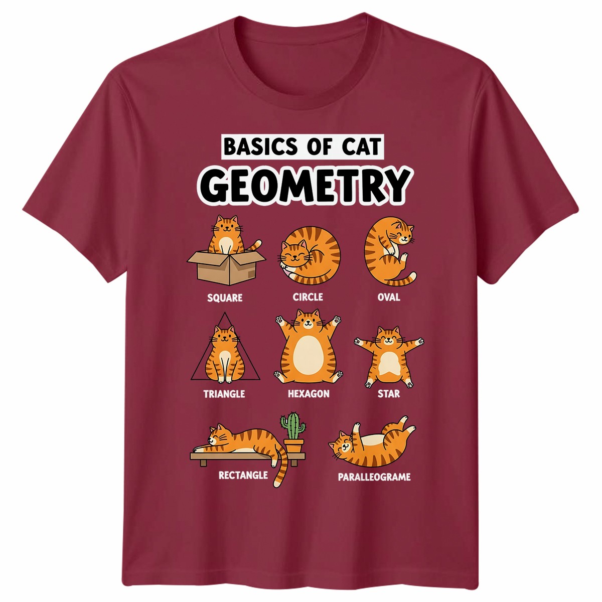 Cat Geometry Graphic Print Animal Meme Mens Womens Shirt Unisex Tee