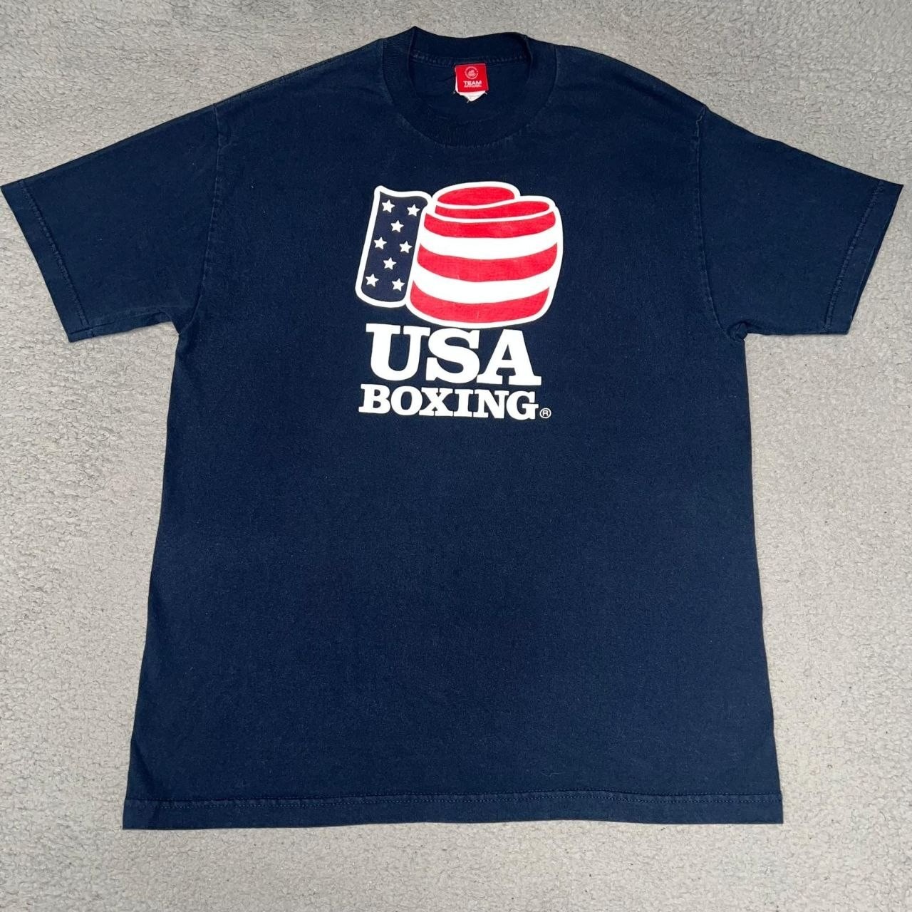 Official Team Apparel USA Boxing T Shirt Sz L Blue Olympic Committee Training