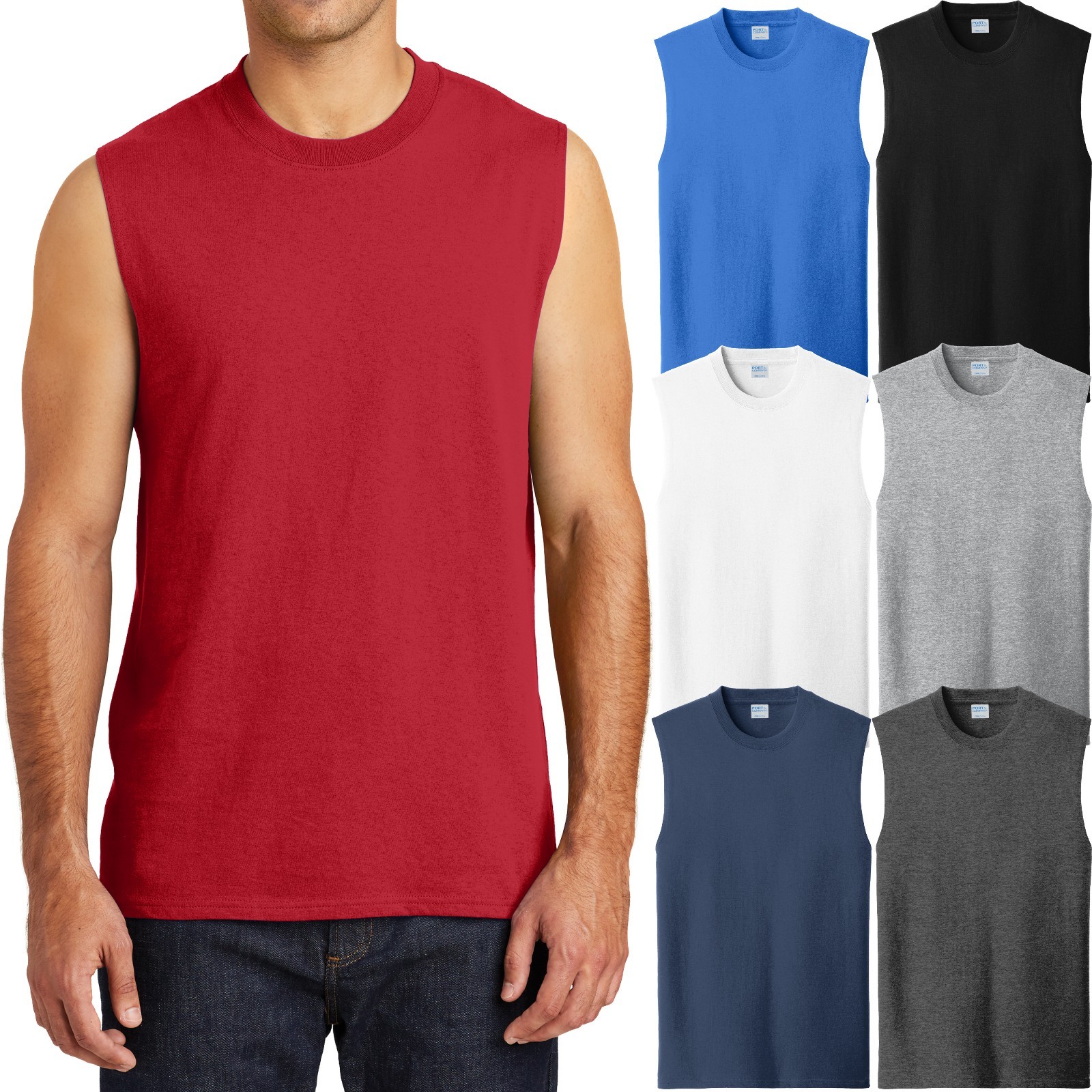 BIG MENS Sleeveless Muscle T-Shirt Cotton Gym Run Basketball 2XL, 3XL, 4XL NEW