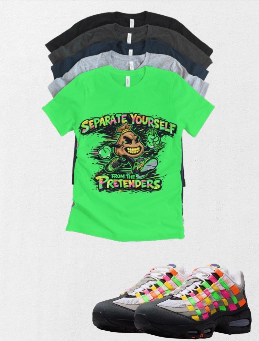 Custom Printed Tshirt Matching Max OG 95 Woven Multi-Colored Tee Sneaker