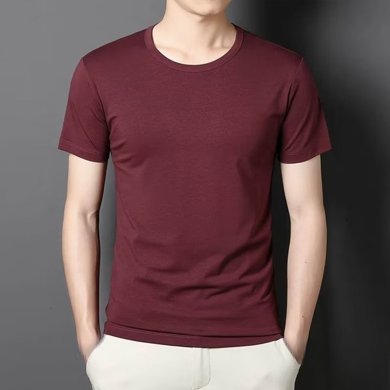 Universal Men’s Polyester Fiber Plain Crew Neck Tee Short Sleeves T-Shirt M-5XL