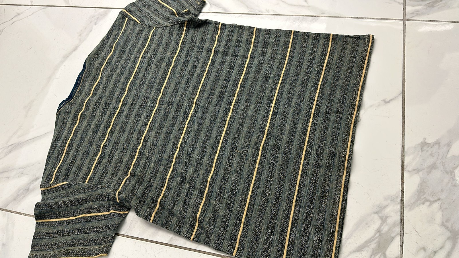 RRL By Ralph Lauren Indigo Striped Jacquard T-Shirt Cream/Multi Size LARGE