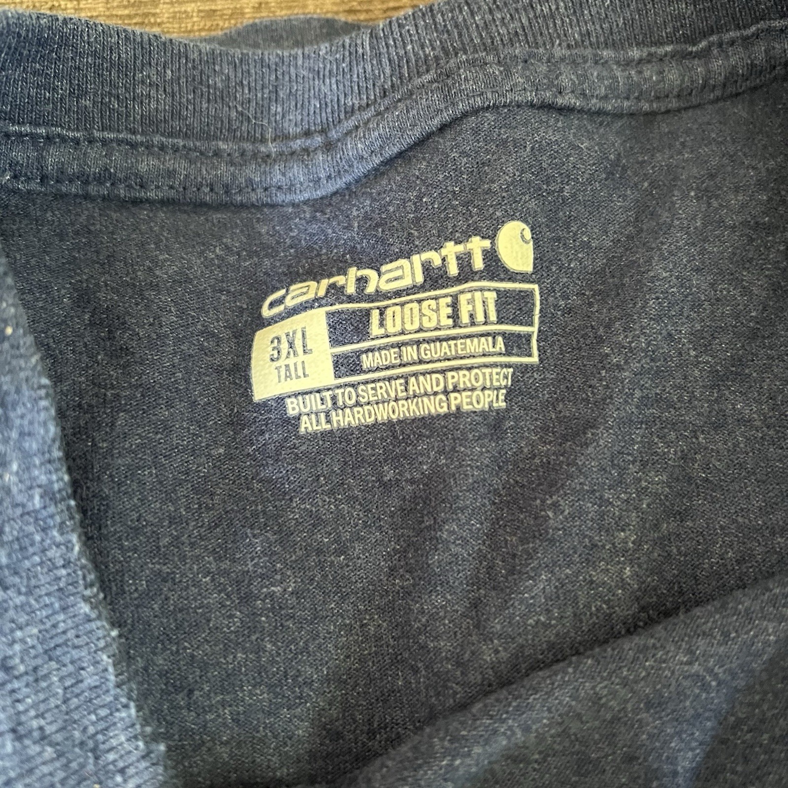 2- Carhartt T Shirts Men 3XL Loose Fit Blue & Rust Salmon Front Pockets Workwear