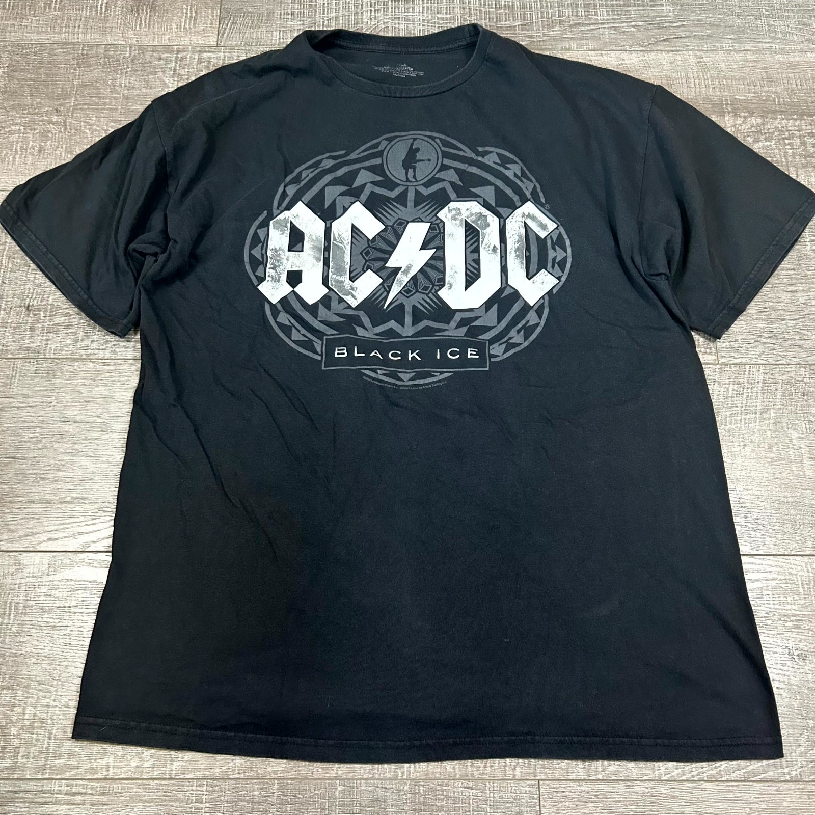 VTG Y2K AC/DC Rock Band T-Shirt Men Black 2008-09 Black Ice Music Concert Tour