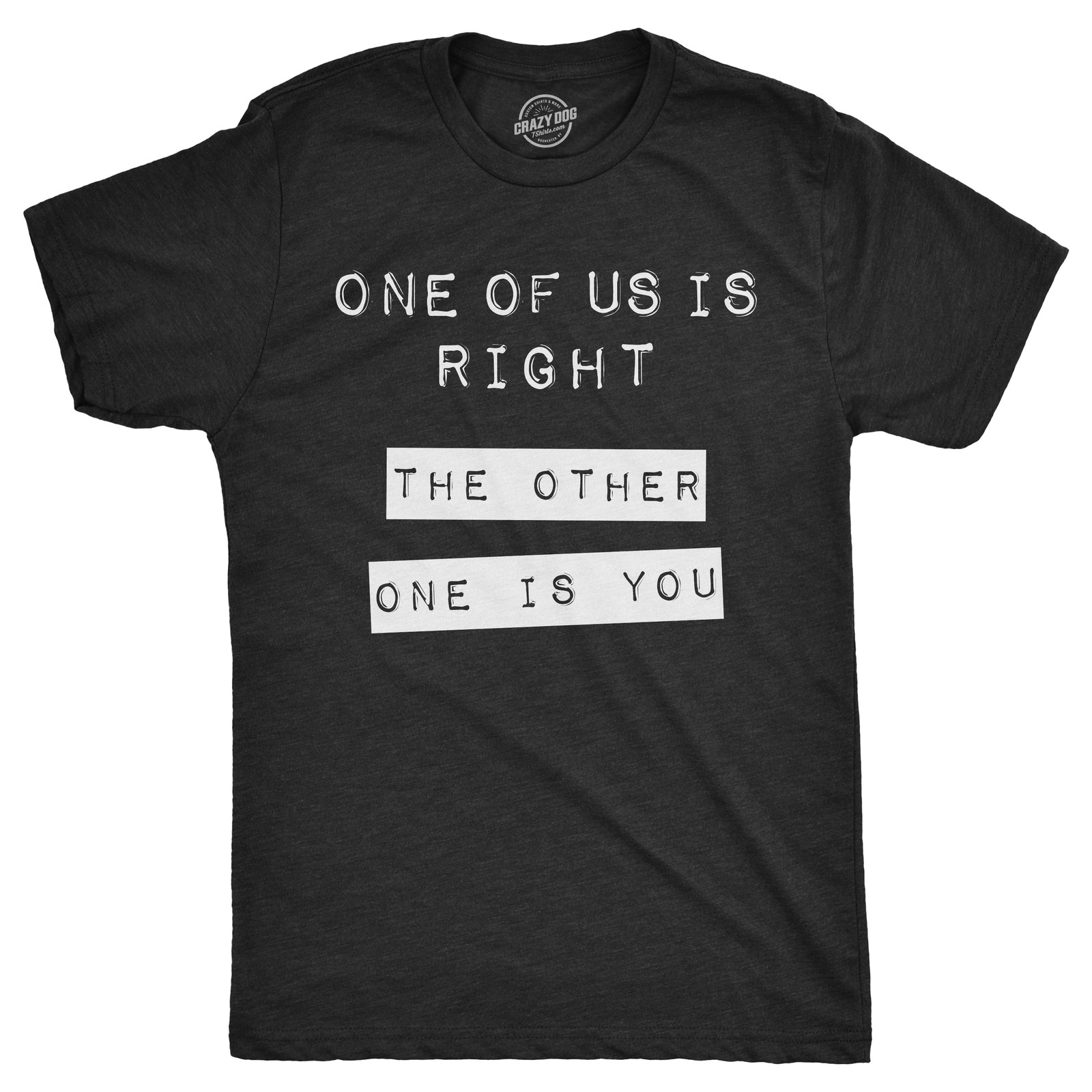 Mens One Of Us Is Right The Other One Is You T Shirt Funny Tee for Guys