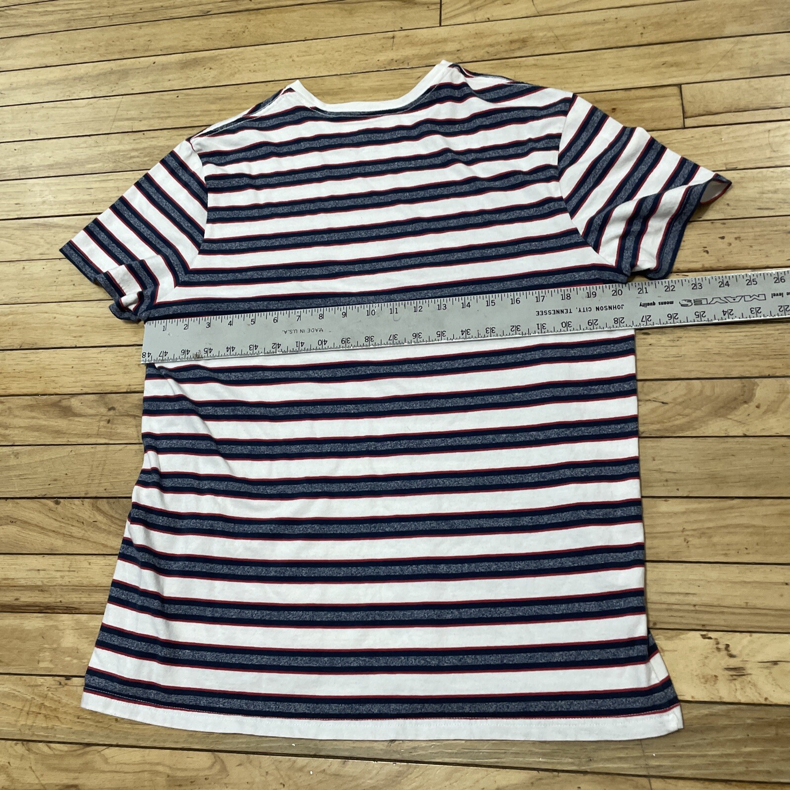 Goodfellow Co T Shirt Mens L White Stripe Hoop Red Blue Preppy Retro Skate Tee L