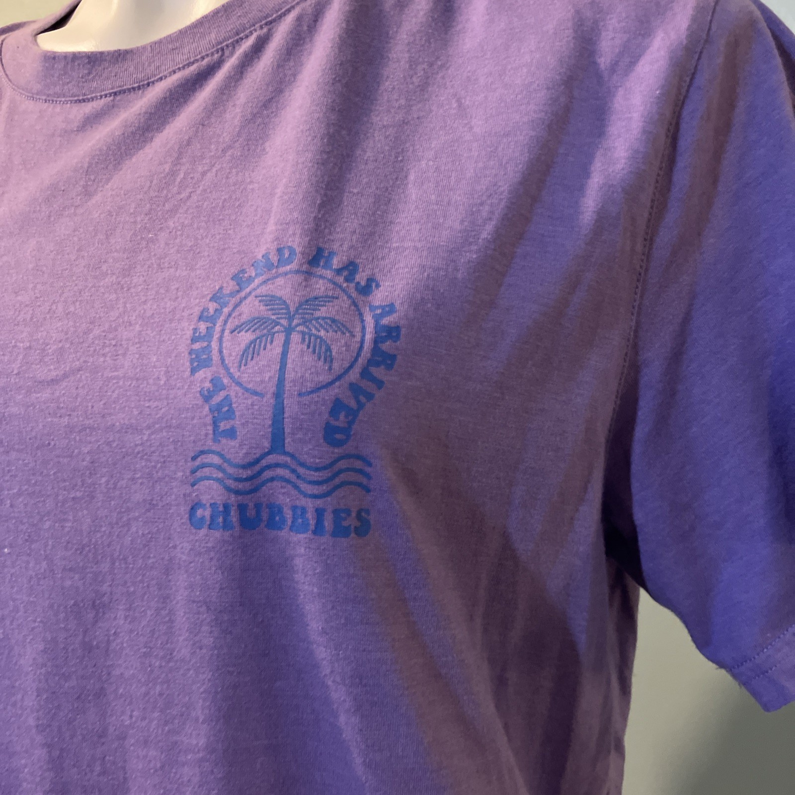 Chubbies T Shirt Weekend Has Arrived Purple The Relaxer Short Sleeve Mens L