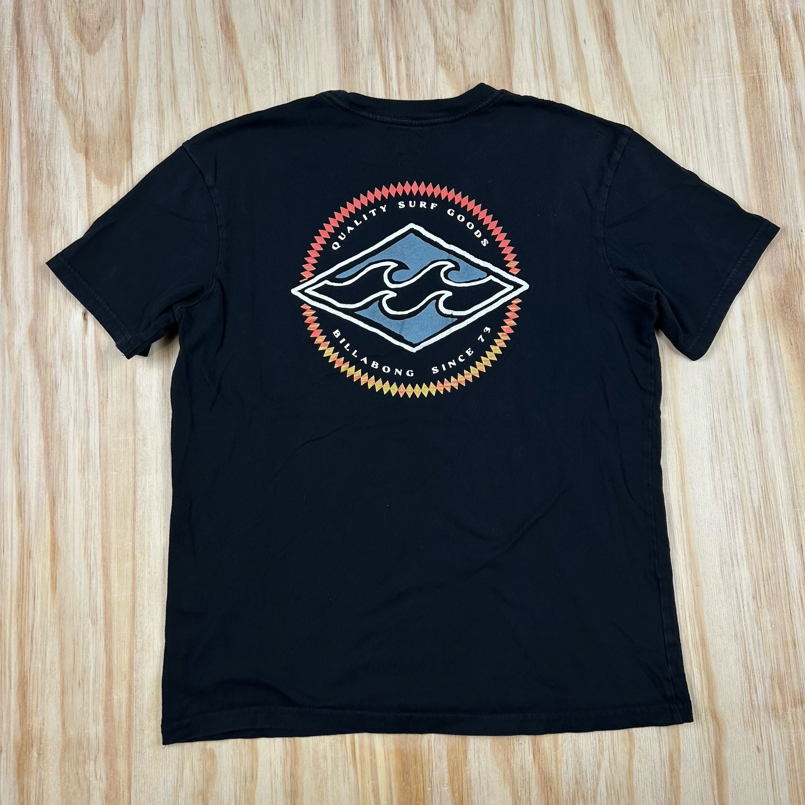Billabong Premium T-shirt Men S Black Graphic Print Logo Surf Skate Distressed