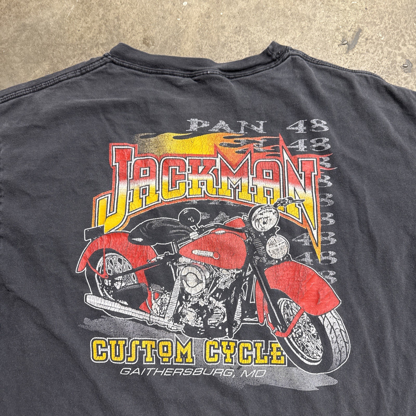 Vintage Harley Davidson Shirt Mens Large Black 90s Flames Custom Cycles Biker