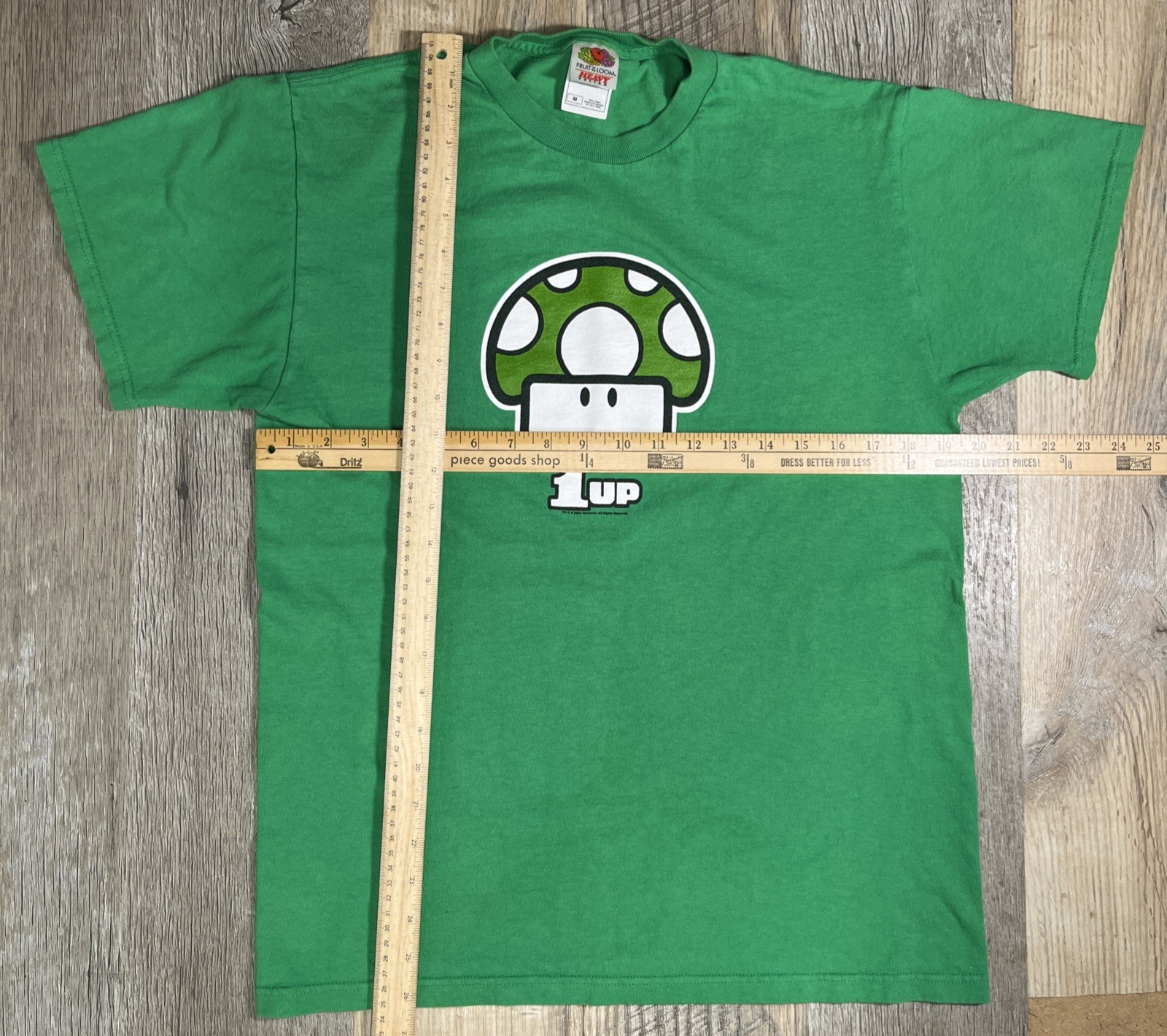 VTG Y2K Nintendo 1Up Mushroom Green T-Shirt Adult M Retro Gaming Mario FOTL 2003