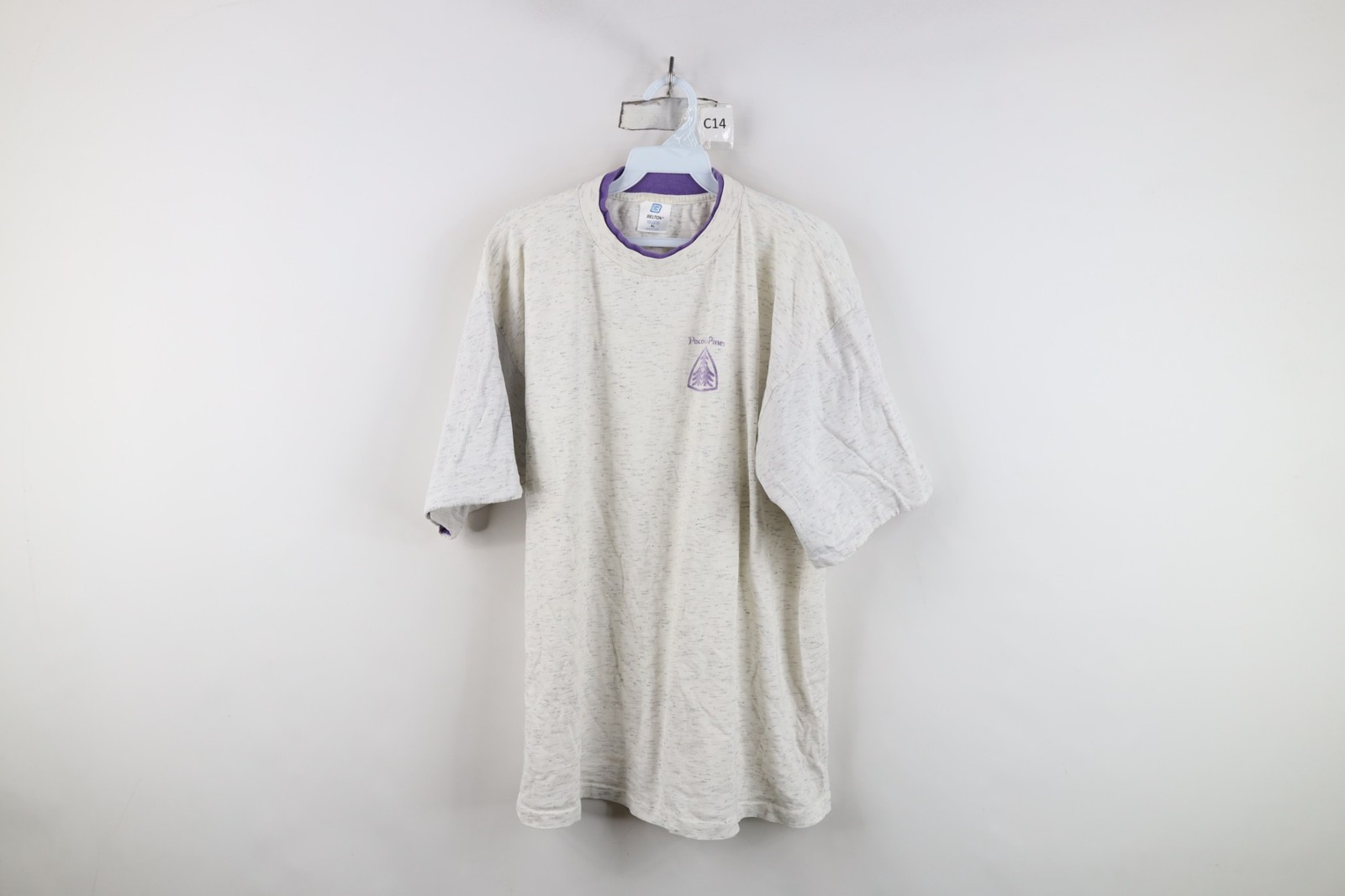 Vintage 90s Streetwear Mens XL Spell Out Pocono Pines Layered T-Shirt Gray USA