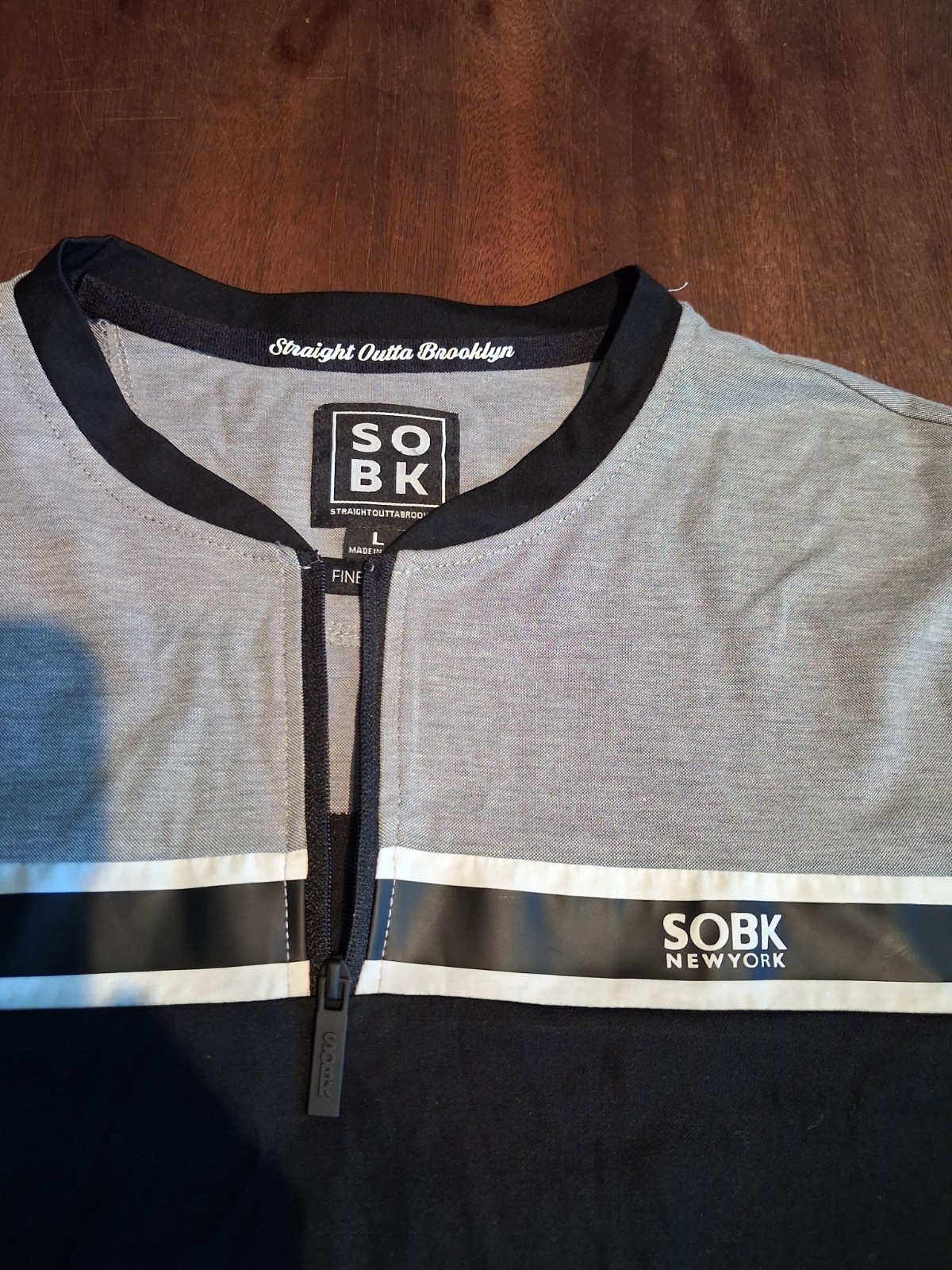 Straight Outta Brooklyn SOBK Finest Made Black/Gray Short Sleeve 1/4 Zip T-Shirt