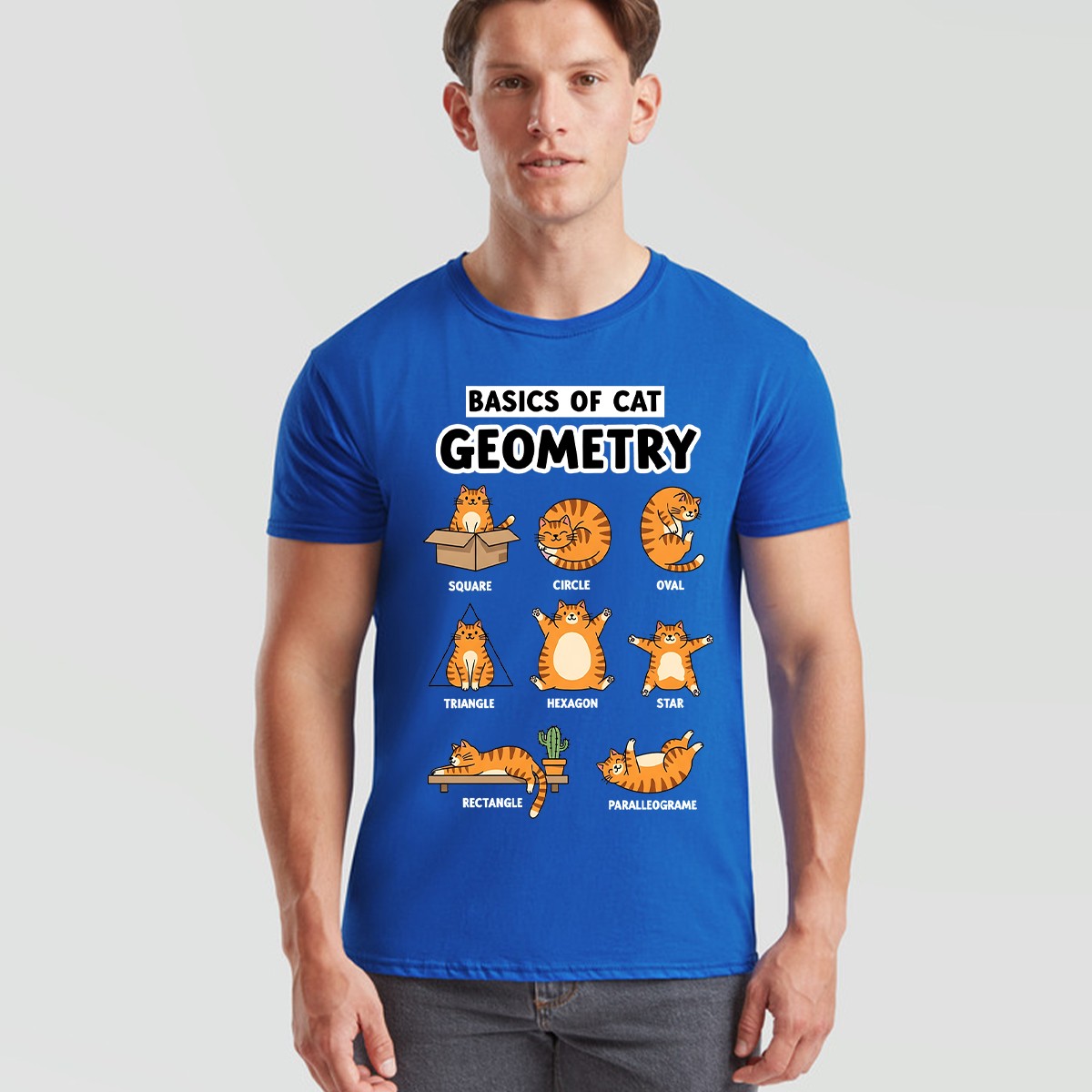 Cat Geometry Graphic Print Animal Meme Mens Womens Shirt Unisex Tee