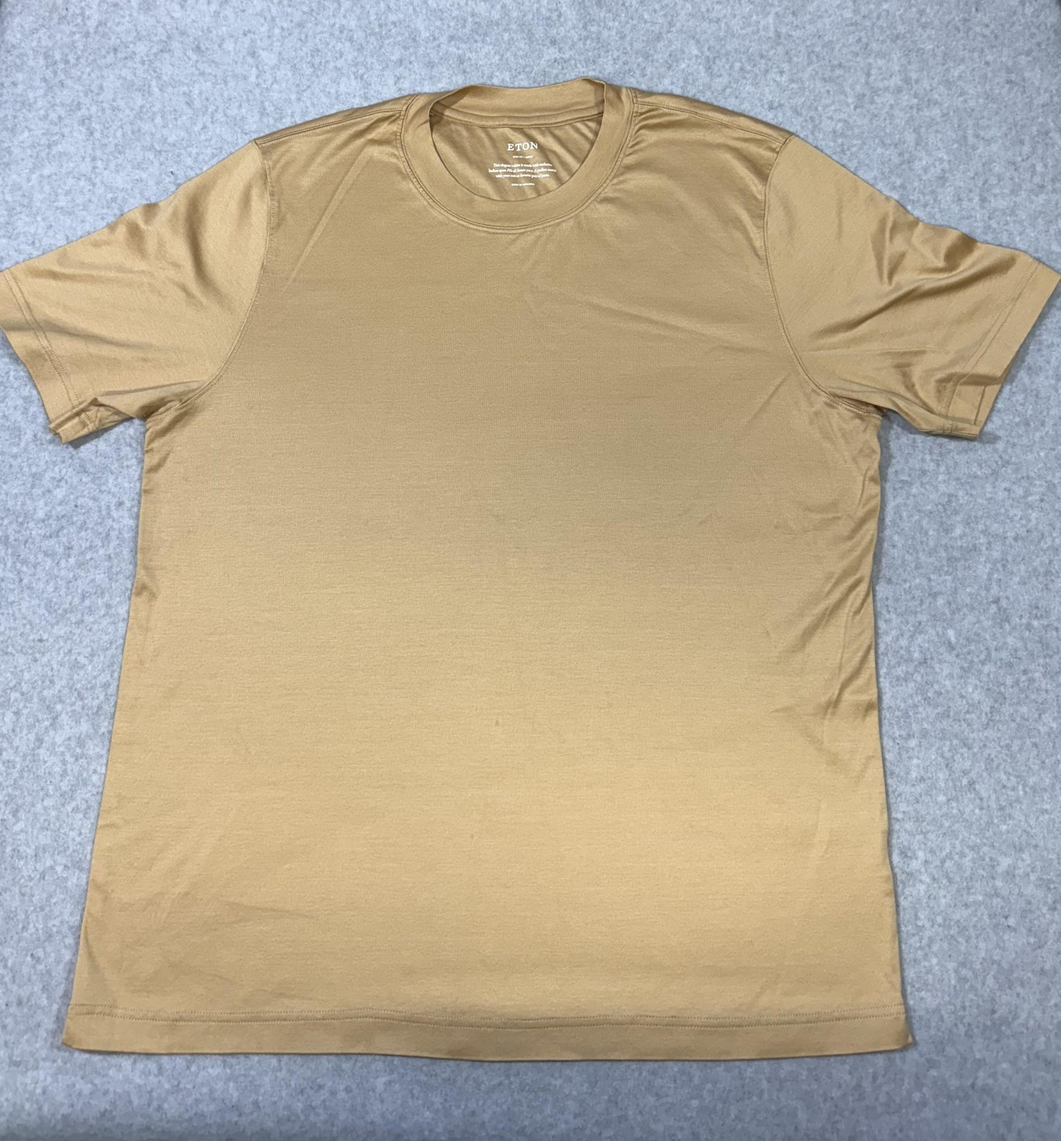 Eton Shirt Mens Large yellow Gold Slim Fit Filo Di Scozia Crewneck Luxury Tee