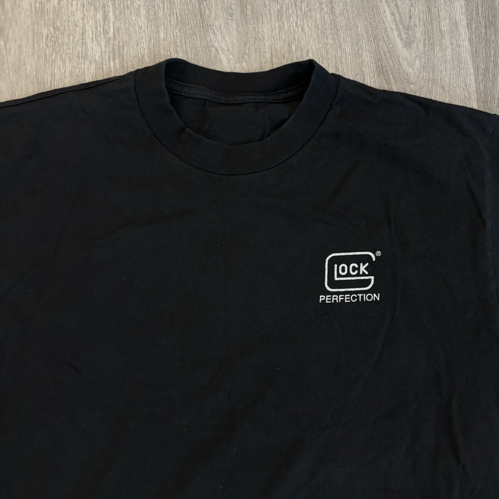 Glock Perfection Men’s Black Shirt Logo Graphic T-Shirt Tee Shooting Shirt Sz M