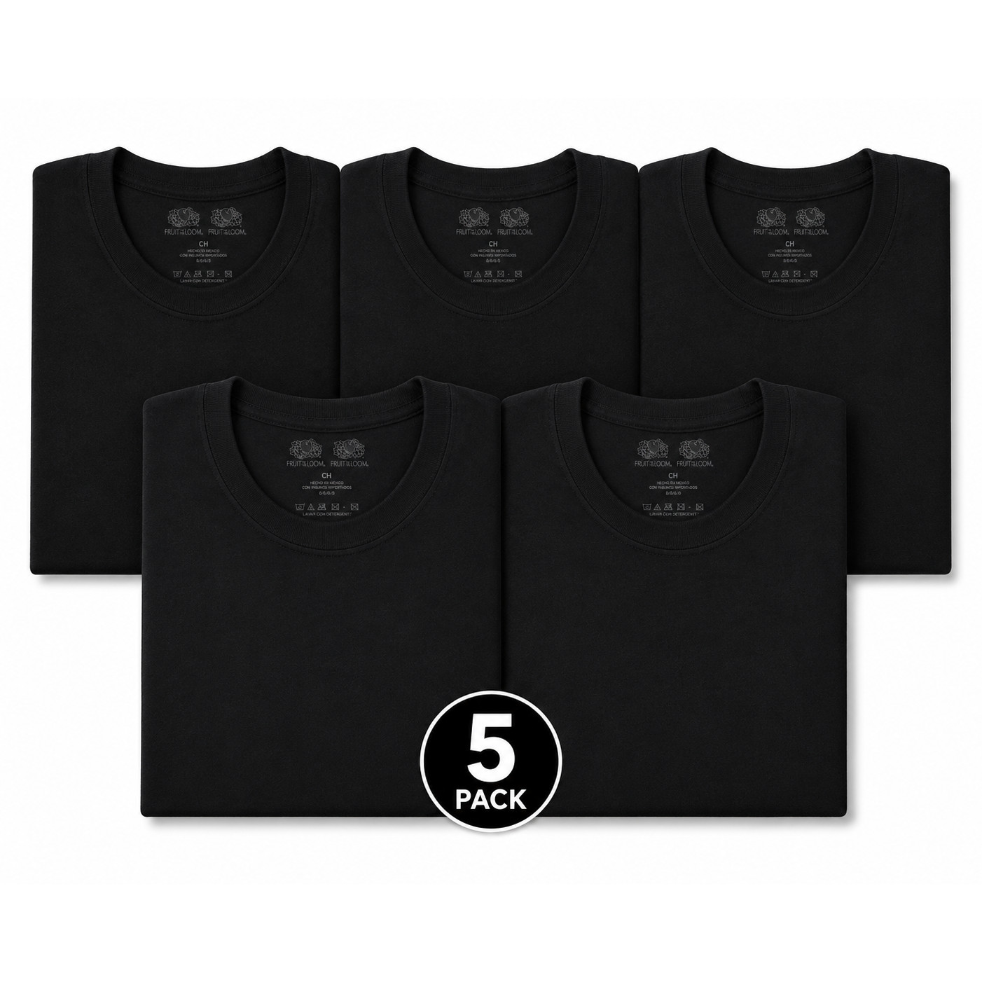 Fruit of the Loom 5-Pack Heavy Cotton HD T-Shirts Size Small (S) – Black