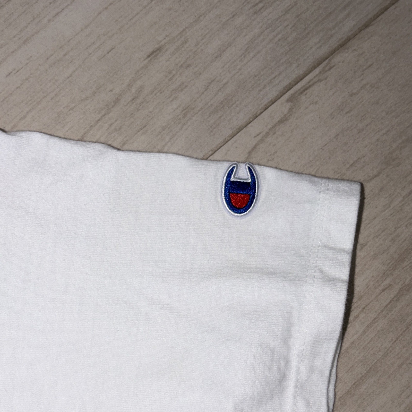 Champion Mens Large White Crew Neck T Shirt Short Sleeve Embroidered Logo