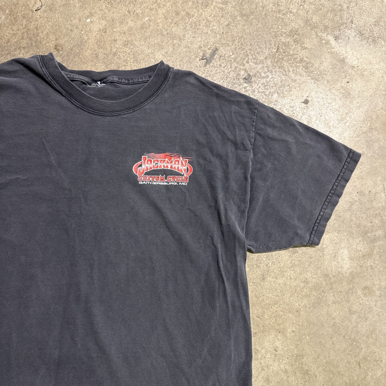 Vintage Harley Davidson Shirt Mens Large Black 90s Flames Custom Cycles Biker
