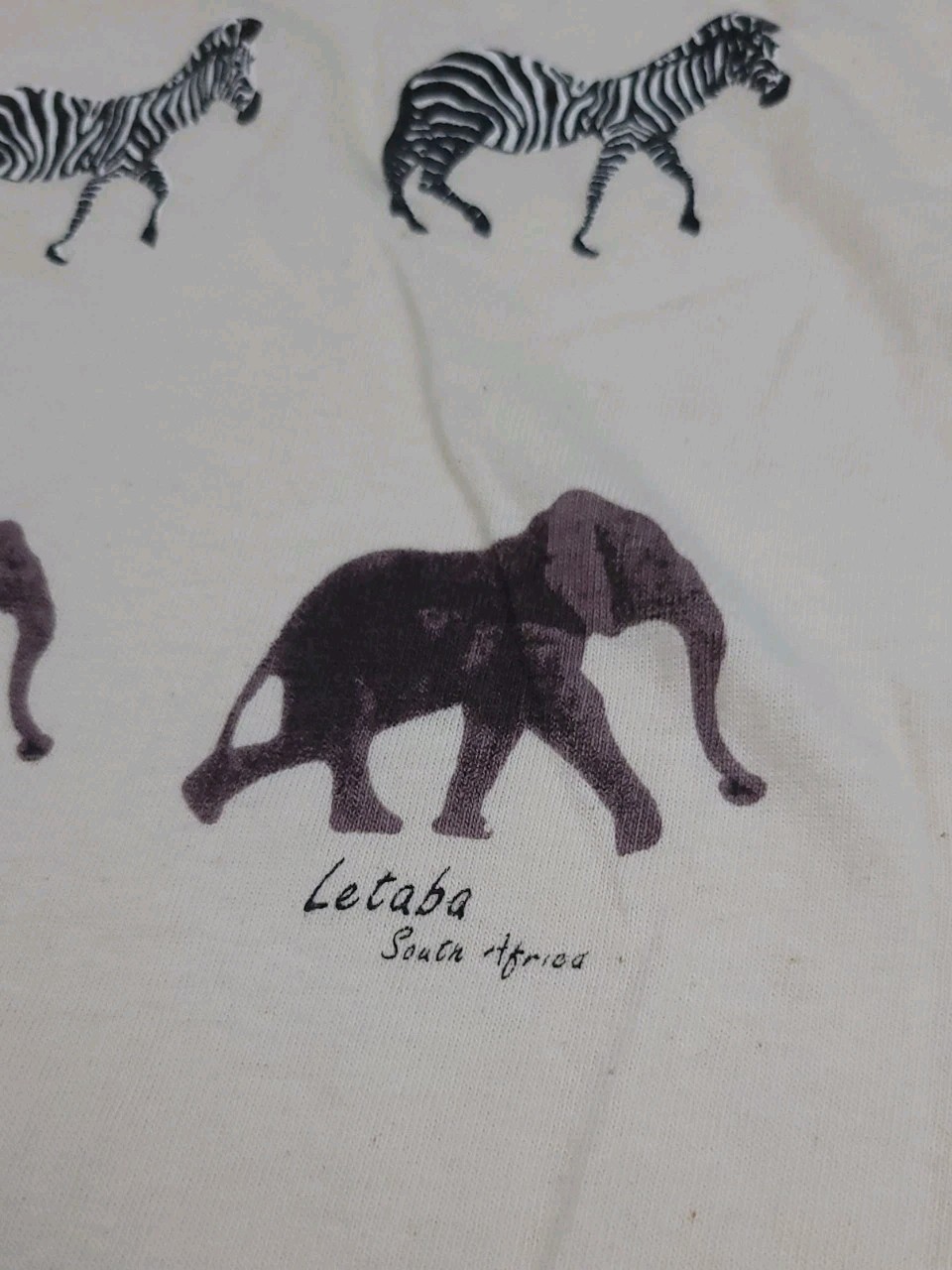 Vintage South Africa Safari Animals Wildlife Print T Shirt Art 90s Nature Letaba