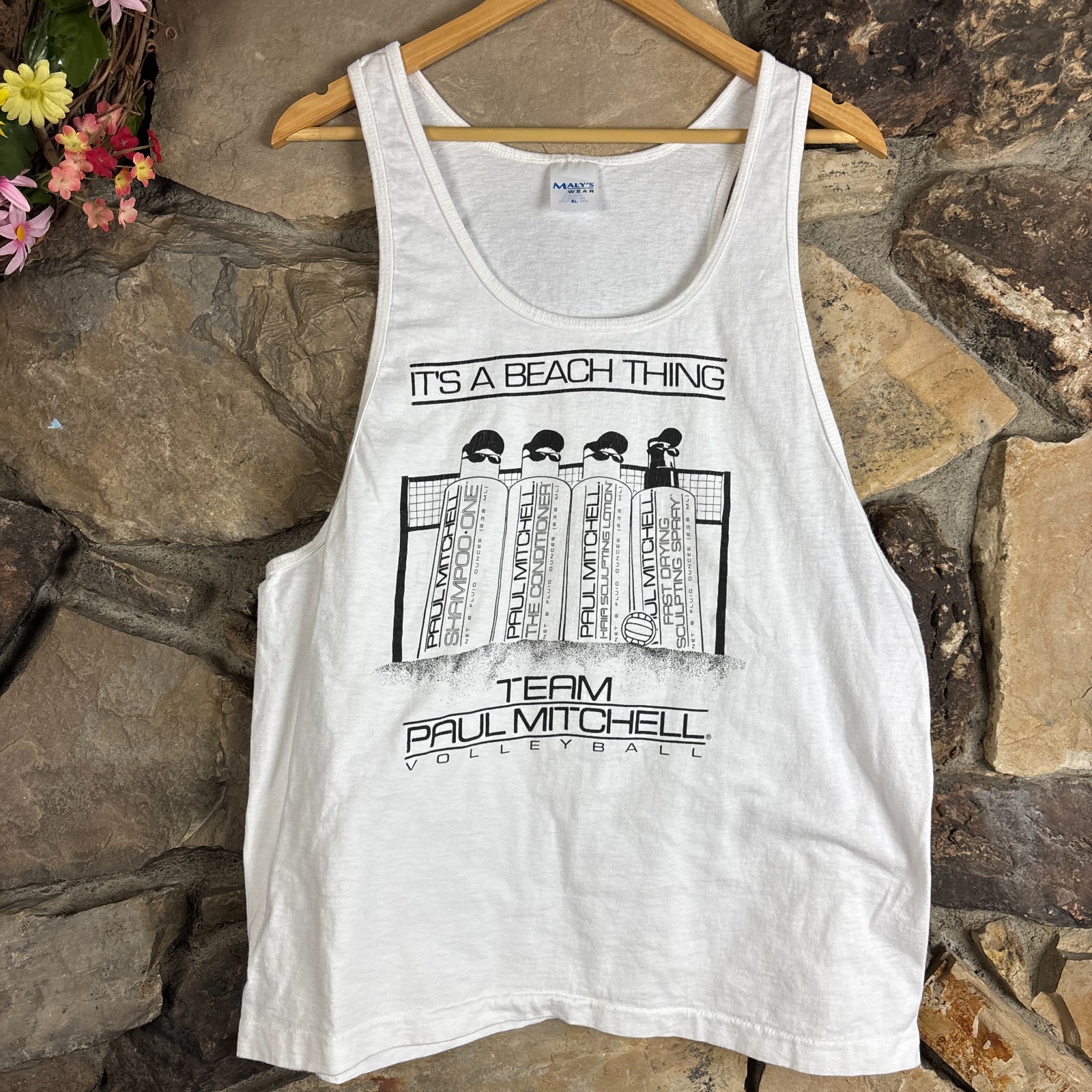 Vtg 90s Paul Mitchell Volleyball Hair Products It’s a Beach Thing Tank Top Large