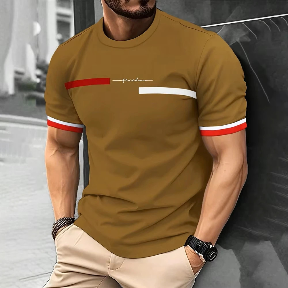 Summer Men’s T-shirt Top Casual Loose Fit Oversized T-shirt PARI Letter Pattern