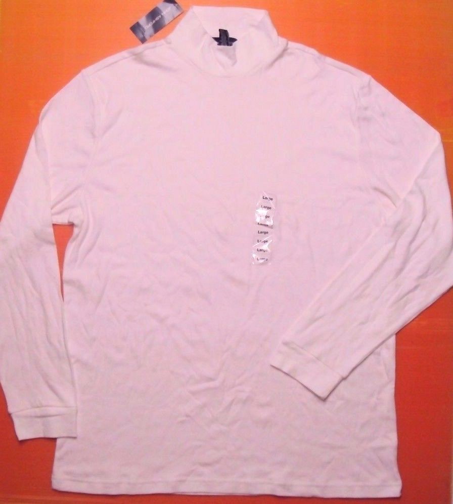 John Ashford Men Long Sleeve Crew Pullover Tee Shirt Bright White L NEWdefect