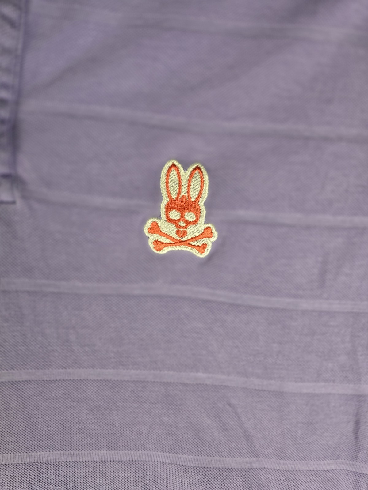 Psycho Bunny Shirt Mens 6 L Original Brand Purple Polo Orange and White Logo